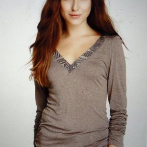New Velvet by Graham & Spencer embellished v neck top m